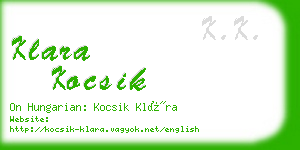 klara kocsik business card